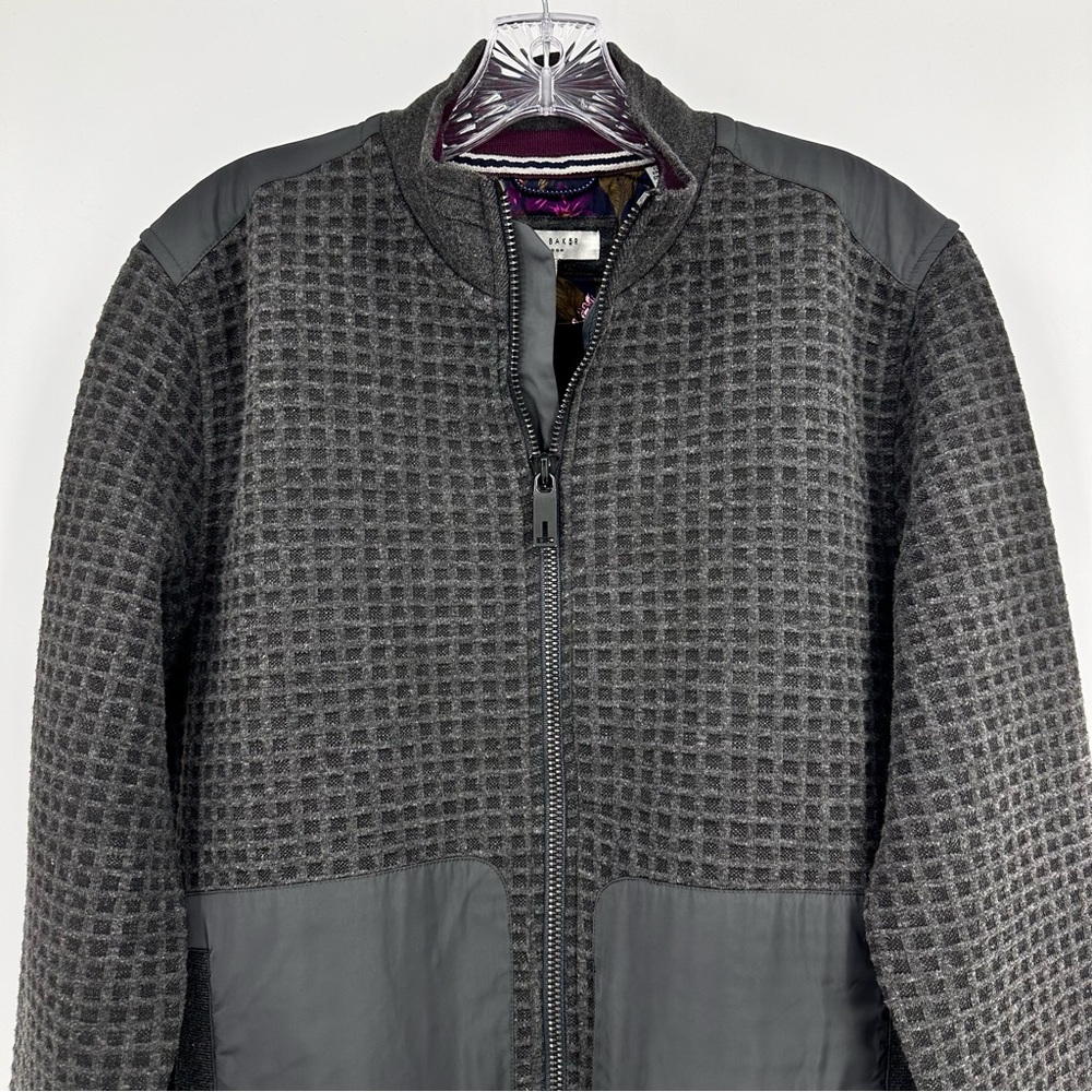 Ted Baker London Quilted Funnel Neck Jacket Charcoal Gray Size 4/Large - Picture 3 of 10